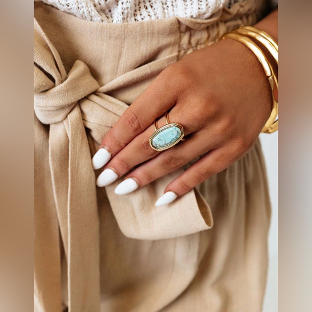 Kendra Scott NEW Framed Dani Gold Ring in Sea Green Color, Size 8